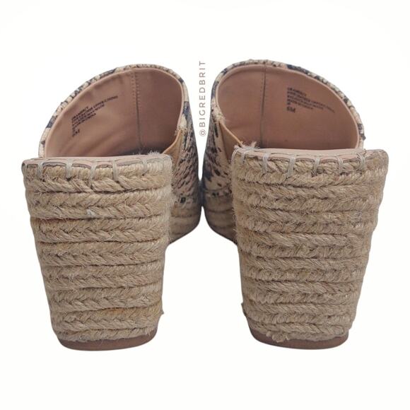 CHARLES DAVID Snakeskin Espadrille Shoes Size 6 Animal Print Leather Clog Wedge - Picture 12 of 15